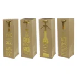 Kraft Wine Bottle Gift Bag – Gold Foil Print Design