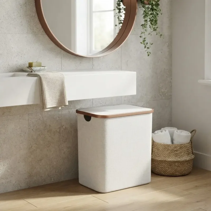 TK Fabric Laundry Basket with Flip-Top Lid – Rectangular