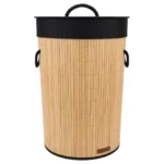 TK Bamboo Laundry Basket with Lid, Rope Handles