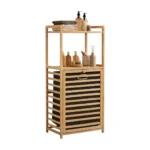 TK Bamboo Tilt-Out Laundry Hamper with 2-Tier Storage Shelf
