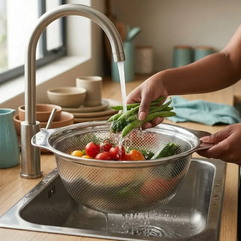 TK Stainless Steel Colander, Drain Basket with Handles